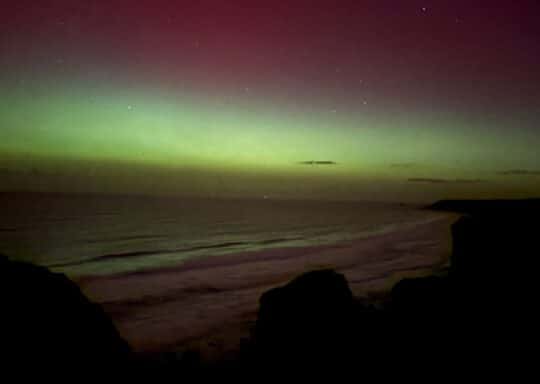Watching the Northern Lights at Porthtowan near Tehidy Holiday Park